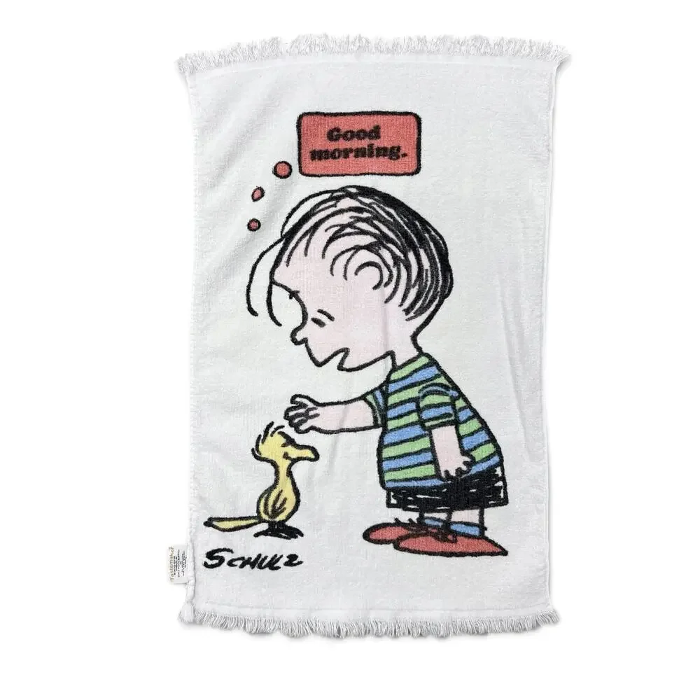 Vintage 1971 Peanuts Linus Woodstock Good Morning Hand Tea Towel Tastemaker